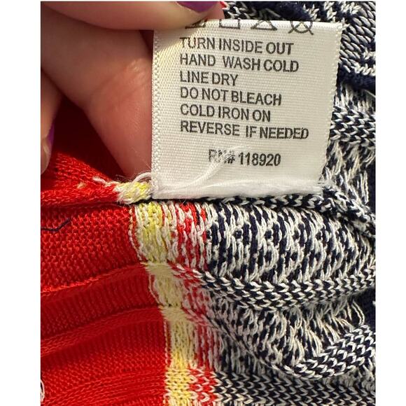 Lucy Paris blue red striped knit pull on tube skirt size Small - Picture 5 of 12